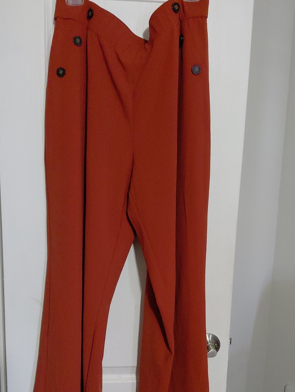 Women's Rust-Orange Button Detail Dress Pants